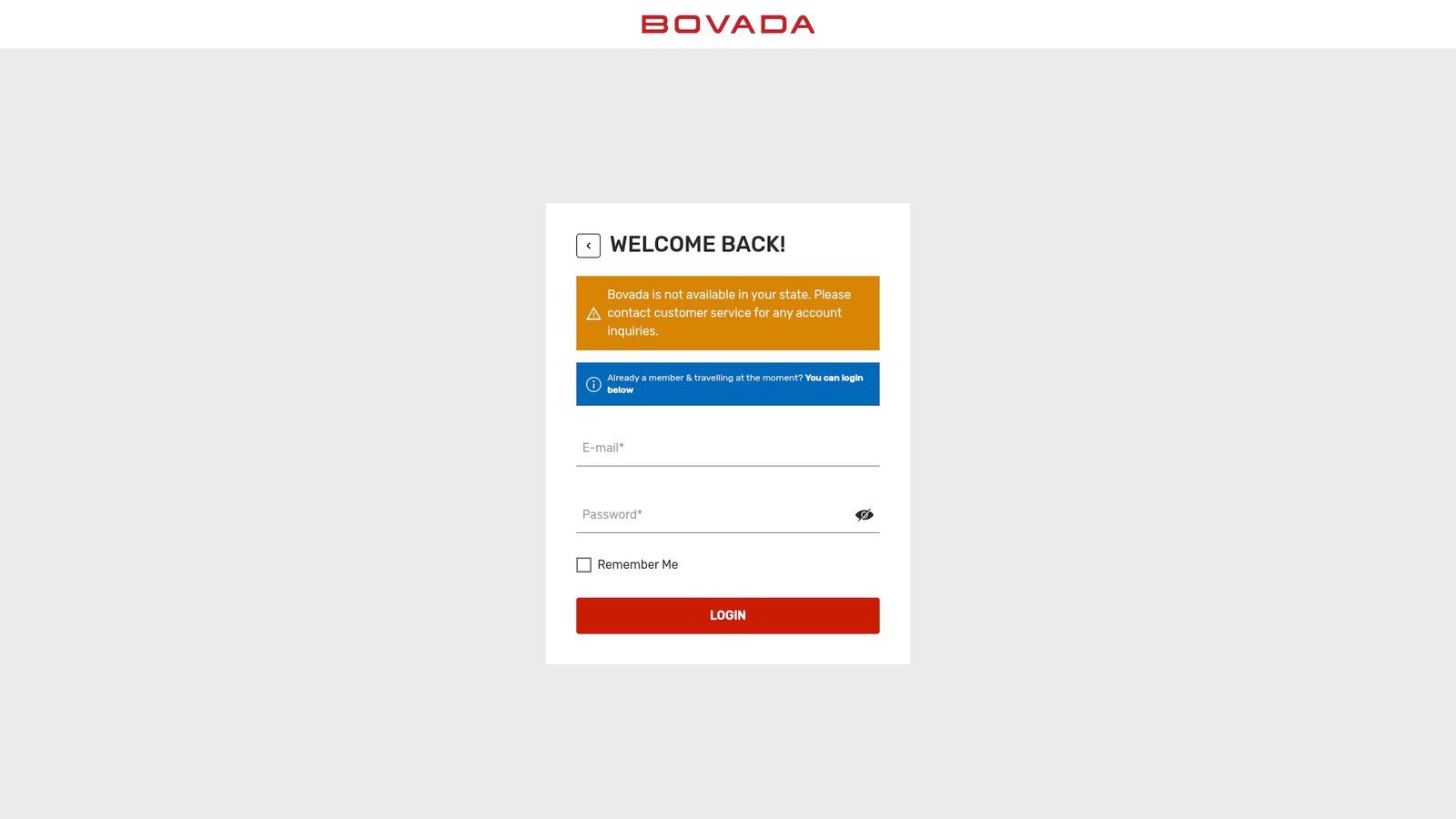 Official lobby screenshot of Bovada