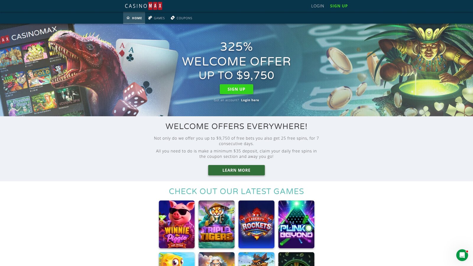 Official CasinoMax lobby screenshot