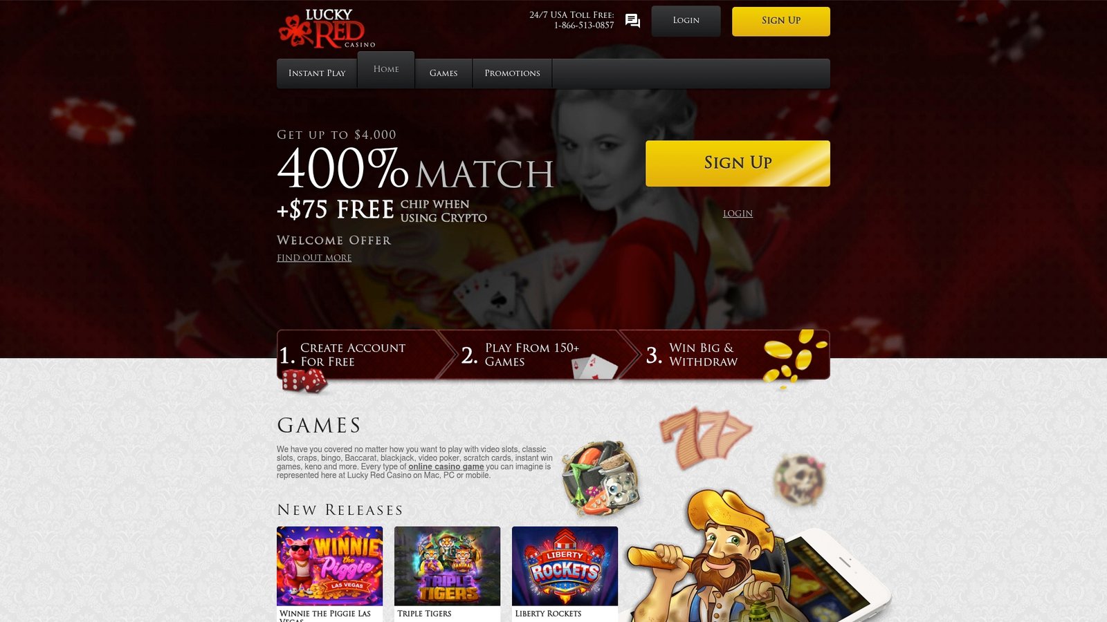 Official Lucky Red Casino lobby screenshot