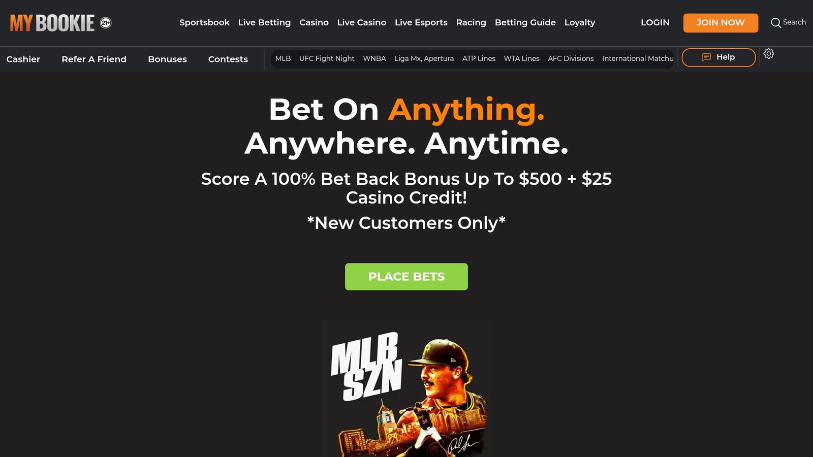Official MyBookie lobby screenshot