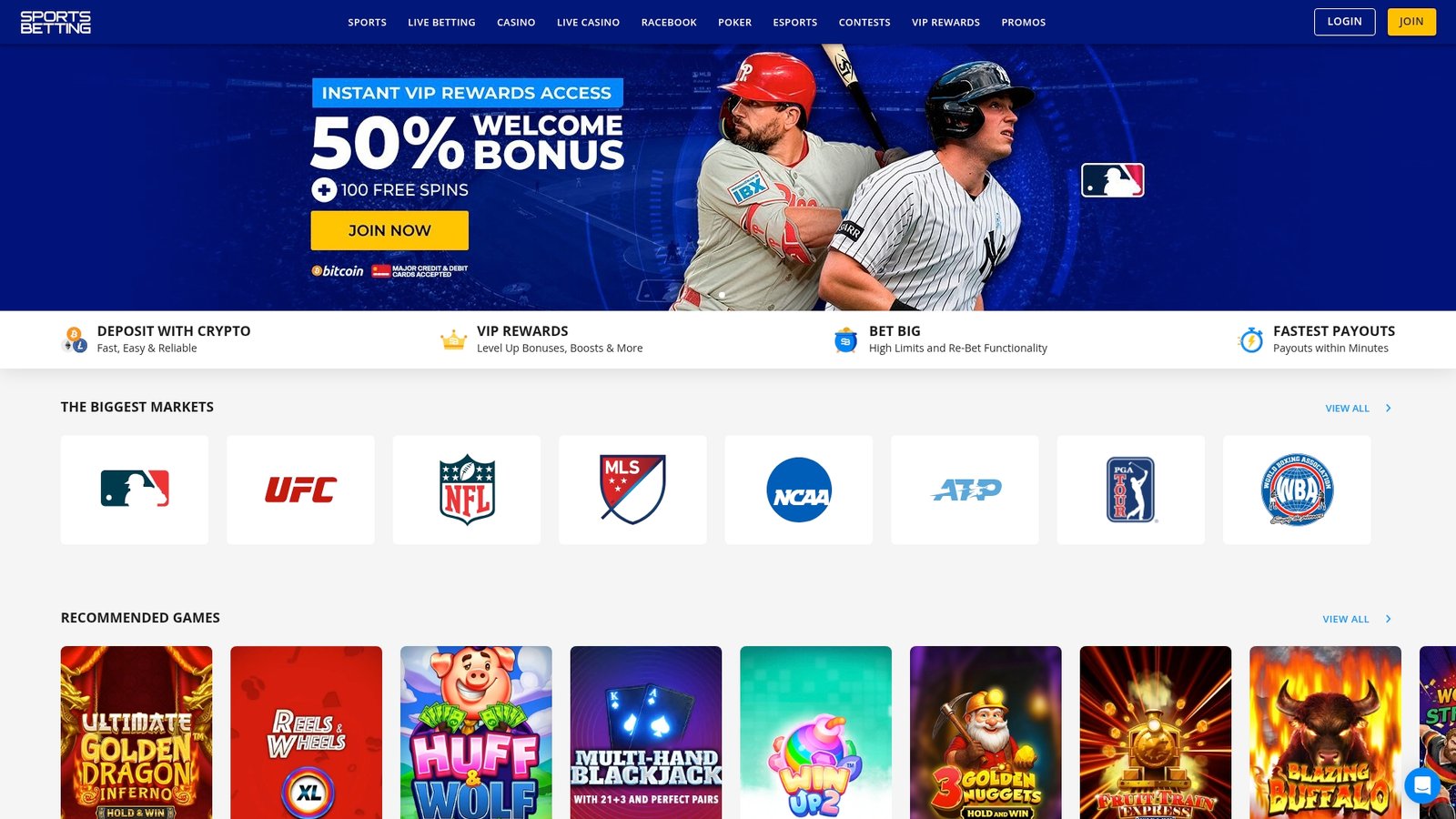Official lobby screenshot of SportsBetting.ag