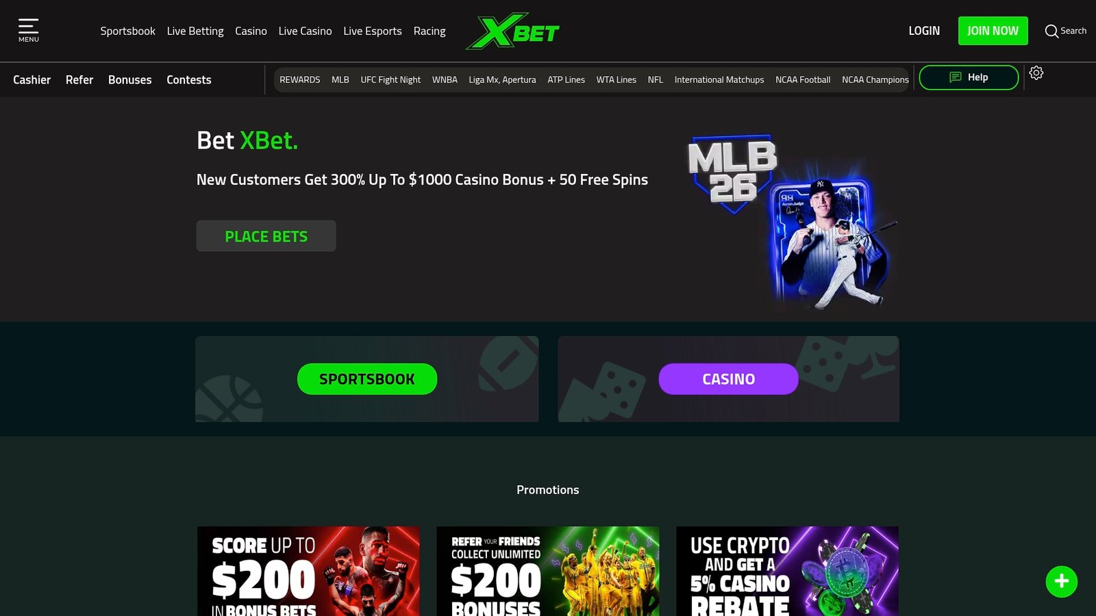 Official lobby screenshot of Xbet